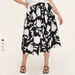 Kate Spade Rose Midi Skirt, L (Black/Cream)